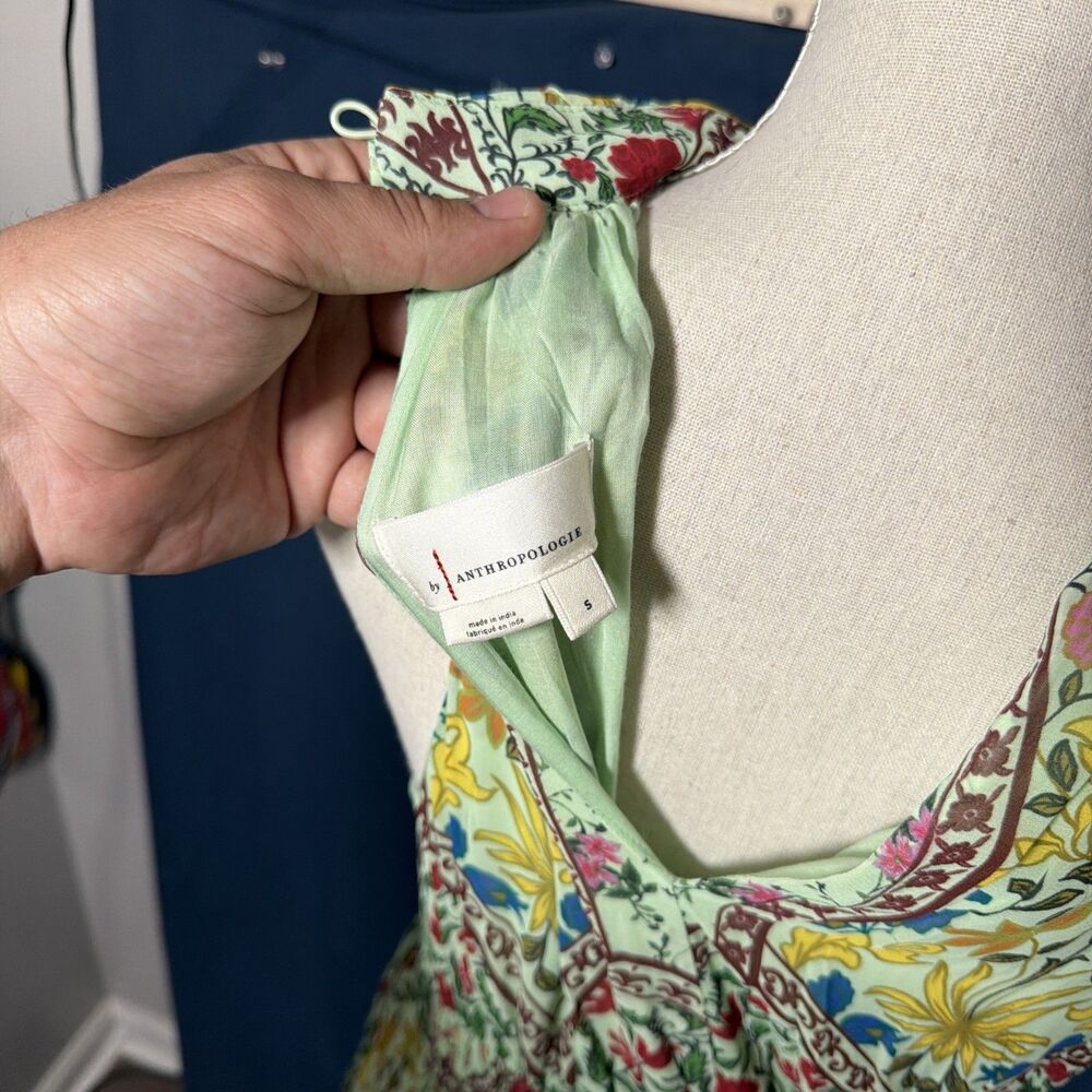 Anthropologie The Somerset Maxi Dress Halter Edition Green Floral Sz Small - Picture 5 of 6